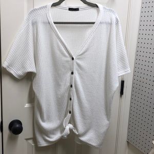 White thermal button up shirt